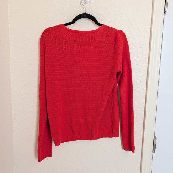 Draper James RSVP Red Textured VNeck Long Sleeve Button Cotton Blend Cardigan S - Picture 5 of 7